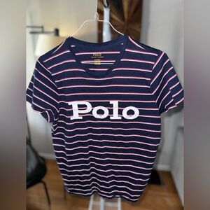 Polo by Ralph Lauren Navy Striped Short Sleeve Tee, medium